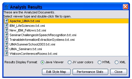 Analyzed Documents view