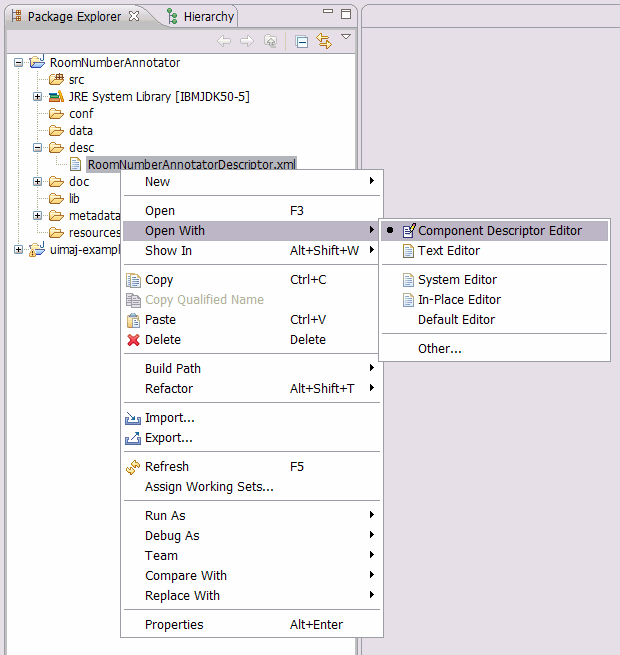 Call Component Descriptor Editor