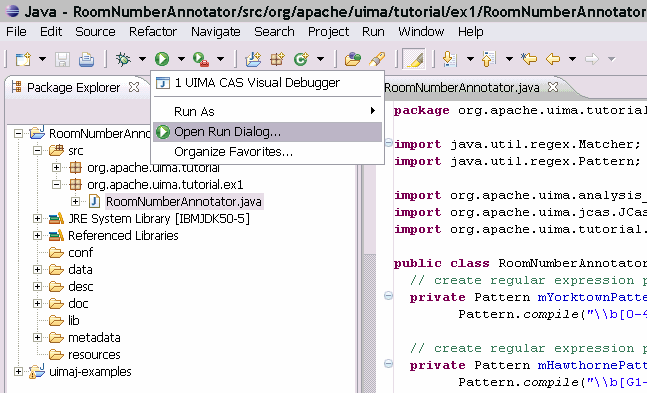 Eclipse run dialog