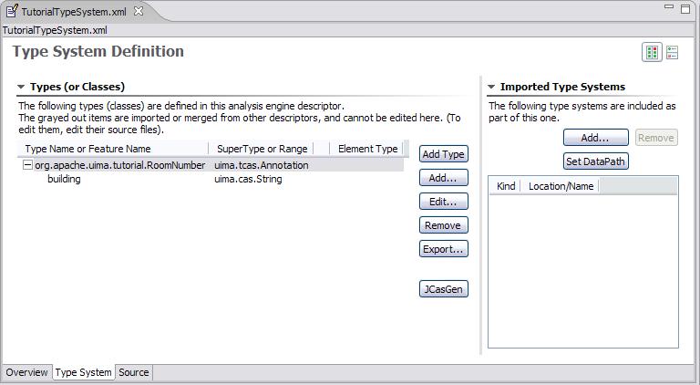 Screenshot of editor for Type System Definitions