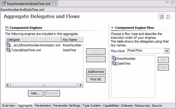 Aggregate page of the Component Descriptor Editor (CDE)