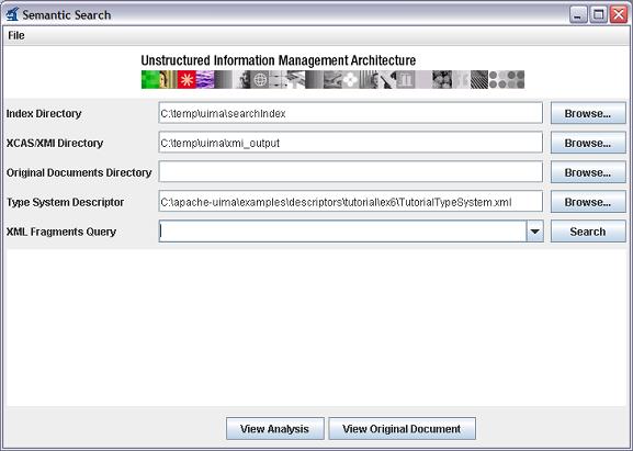 Screenshot of the Semantic Search tool set up to run semantic queries against a semantic search index