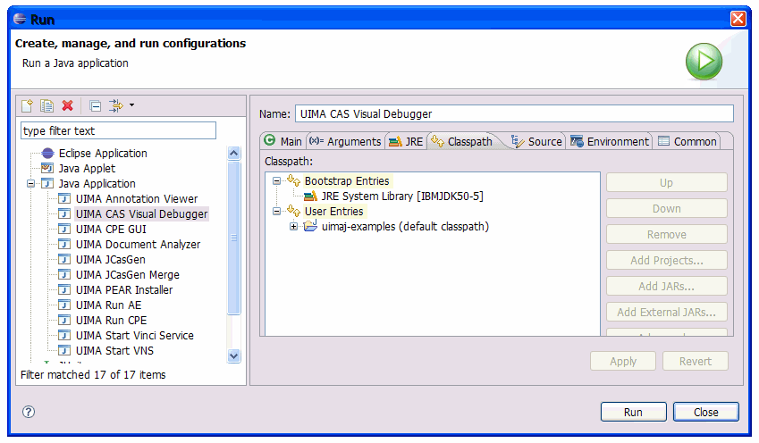 Eclipse CVD run dialog